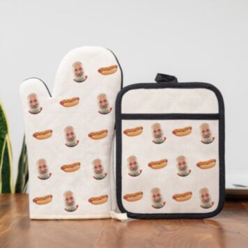 Ofenhandschuh & Topflappen Set mit Gesicht - Design