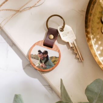 Personalisierbarer Holz Schlüsselanhänger mit Foto