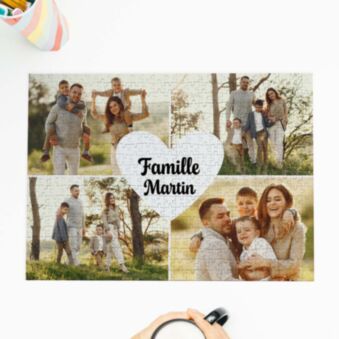 Puzzle personnalisé avec 4 photos et texte