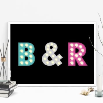 Personalisierbares Poster mit farbigen Initialen - Design