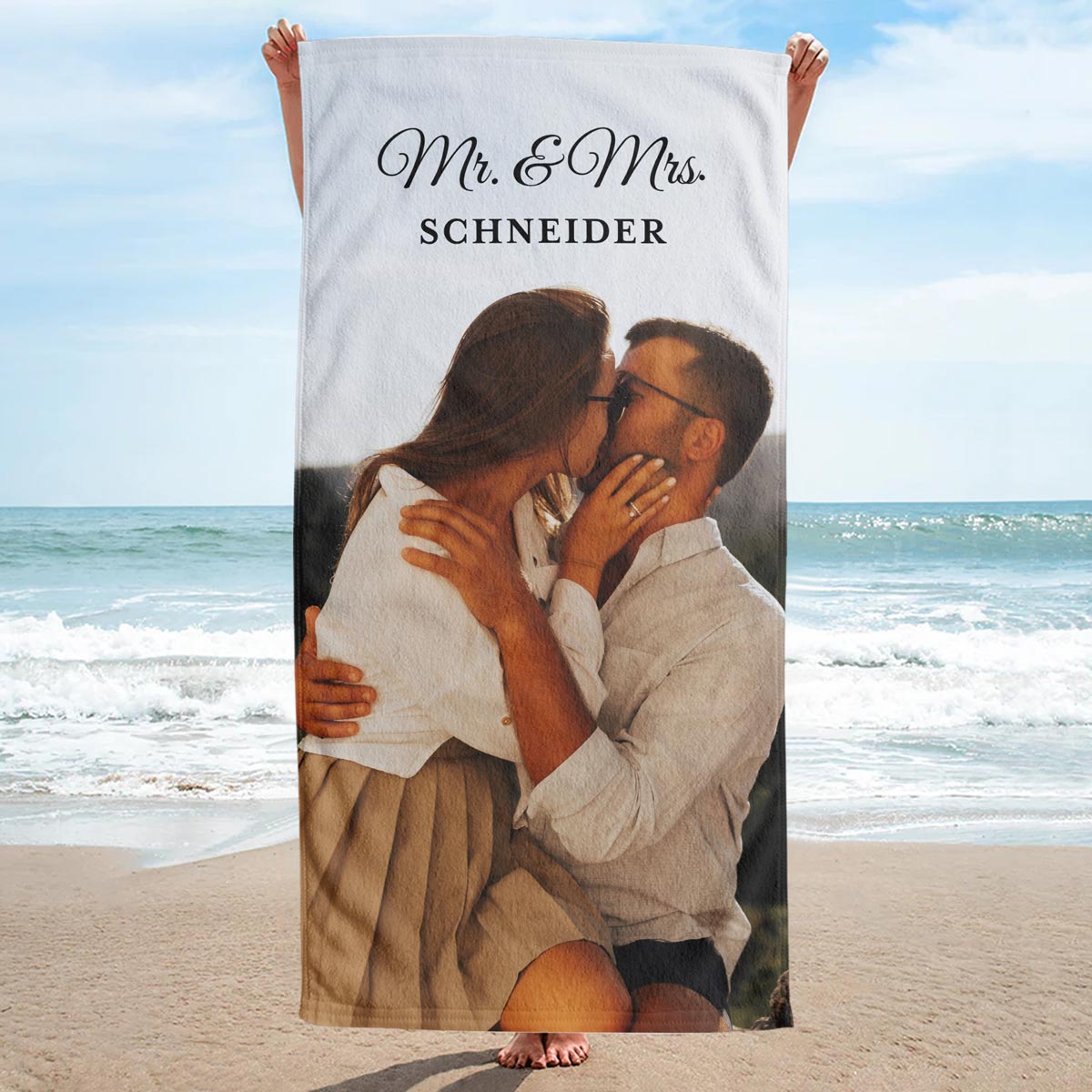 Personalisierbares Handtuch mit Foto und Text